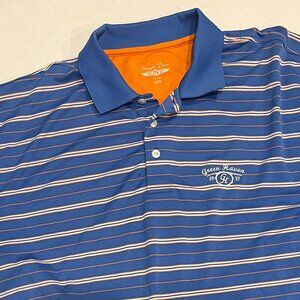Straight Down Men's XL Blue Striped Polyester Short Sleeve Polo‎